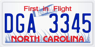 NC license plate DGA3345