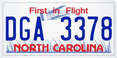 NC license plate DGA3378