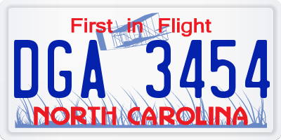 NC license plate DGA3454