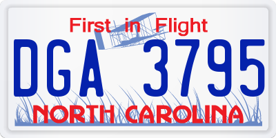 NC license plate DGA3795