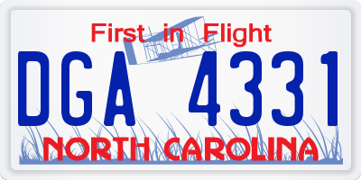 NC license plate DGA4331