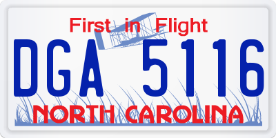 NC license plate DGA5116