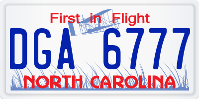 NC license plate DGA6777