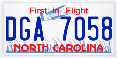 NC license plate DGA7058