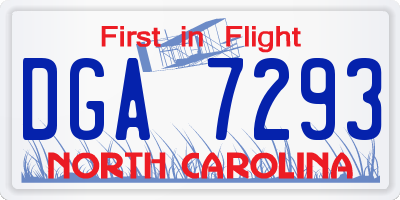 NC license plate DGA7293