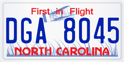 NC license plate DGA8045