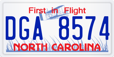 NC license plate DGA8574