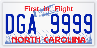 NC license plate DGA9999