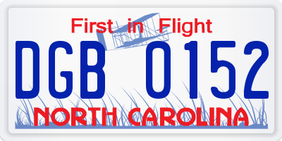 NC license plate DGB0152