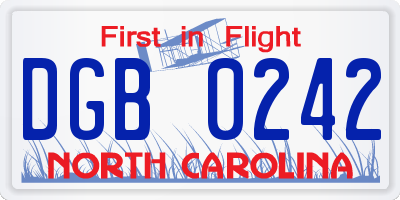 NC license plate DGB0242