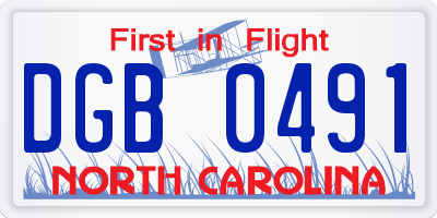 NC license plate DGB0491