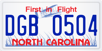 NC license plate DGB0504