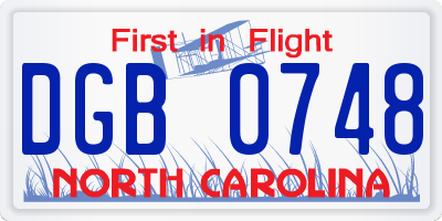 NC license plate DGB0748