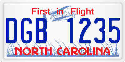 NC license plate DGB1235