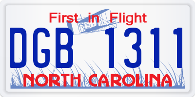 NC license plate DGB1311