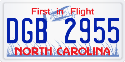NC license plate DGB2955