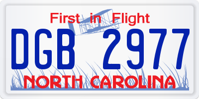 NC license plate DGB2977