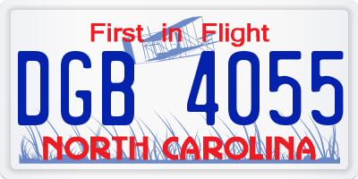 NC license plate DGB4055