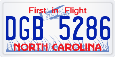 NC license plate DGB5286