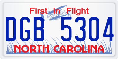 NC license plate DGB5304
