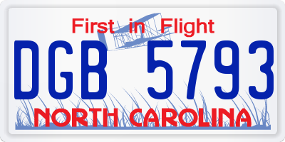 NC license plate DGB5793