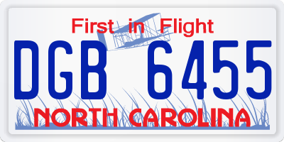NC license plate DGB6455