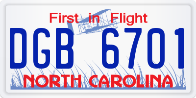 NC license plate DGB6701