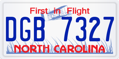 NC license plate DGB7327