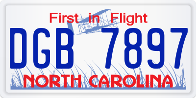 NC license plate DGB7897