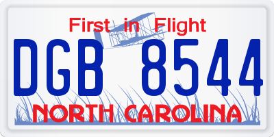 NC license plate DGB8544