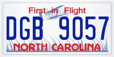 NC license plate DGB9057