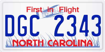 NC license plate DGC2343