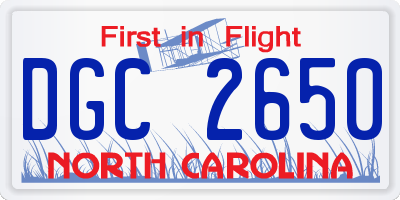 NC license plate DGC2650