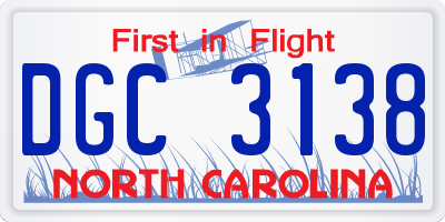 NC license plate DGC3138