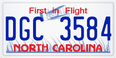 NC license plate DGC3584