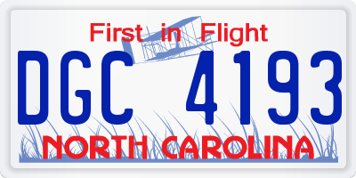 NC license plate DGC4193