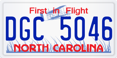 NC license plate DGC5046