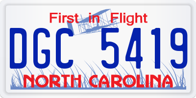 NC license plate DGC5419