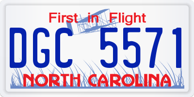 NC license plate DGC5571