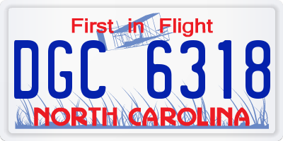 NC license plate DGC6318