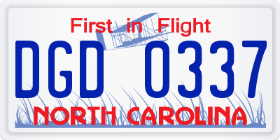NC license plate DGD0337