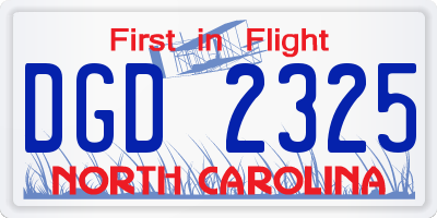 NC license plate DGD2325