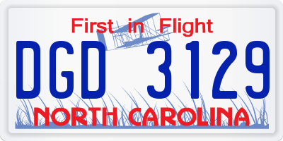 NC license plate DGD3129