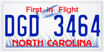 NC license plate DGD3464