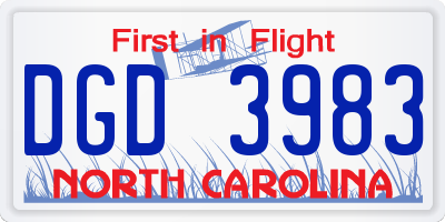 NC license plate DGD3983