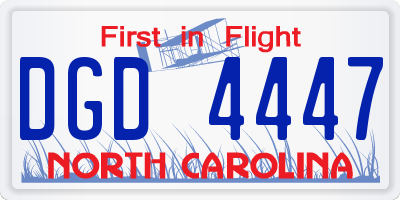 NC license plate DGD4447