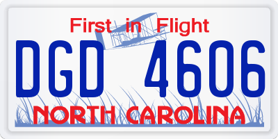 NC license plate DGD4606