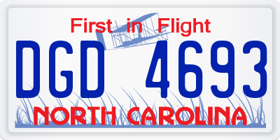 NC license plate DGD4693