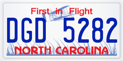 NC license plate DGD5282
