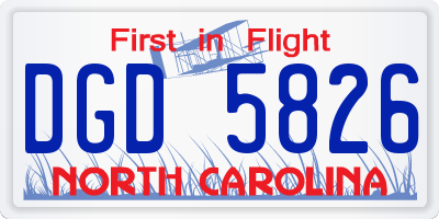 NC license plate DGD5826